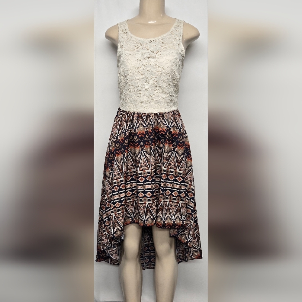 Love Culture Dress Lace Crochet Hi Low Padded Bra Sleeveless  Southwestern New L